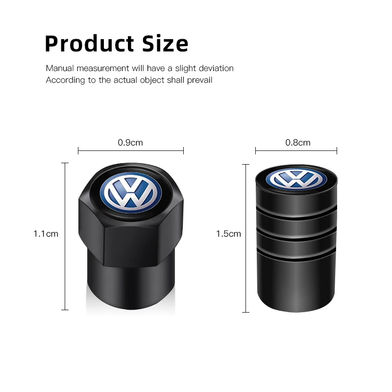 4Pcs Aluminum Alloy Car Tire Valve Cover Valves Cap Accessories For VW GTI Polo Golf Passat Tiguan Arteon Touareg Taigo Caddy