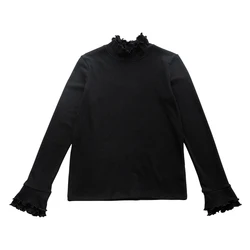 IMAKOKONI original design autumn solid color high collar long sleeve pullover slim T-shirt bottoming shirt women's 234391