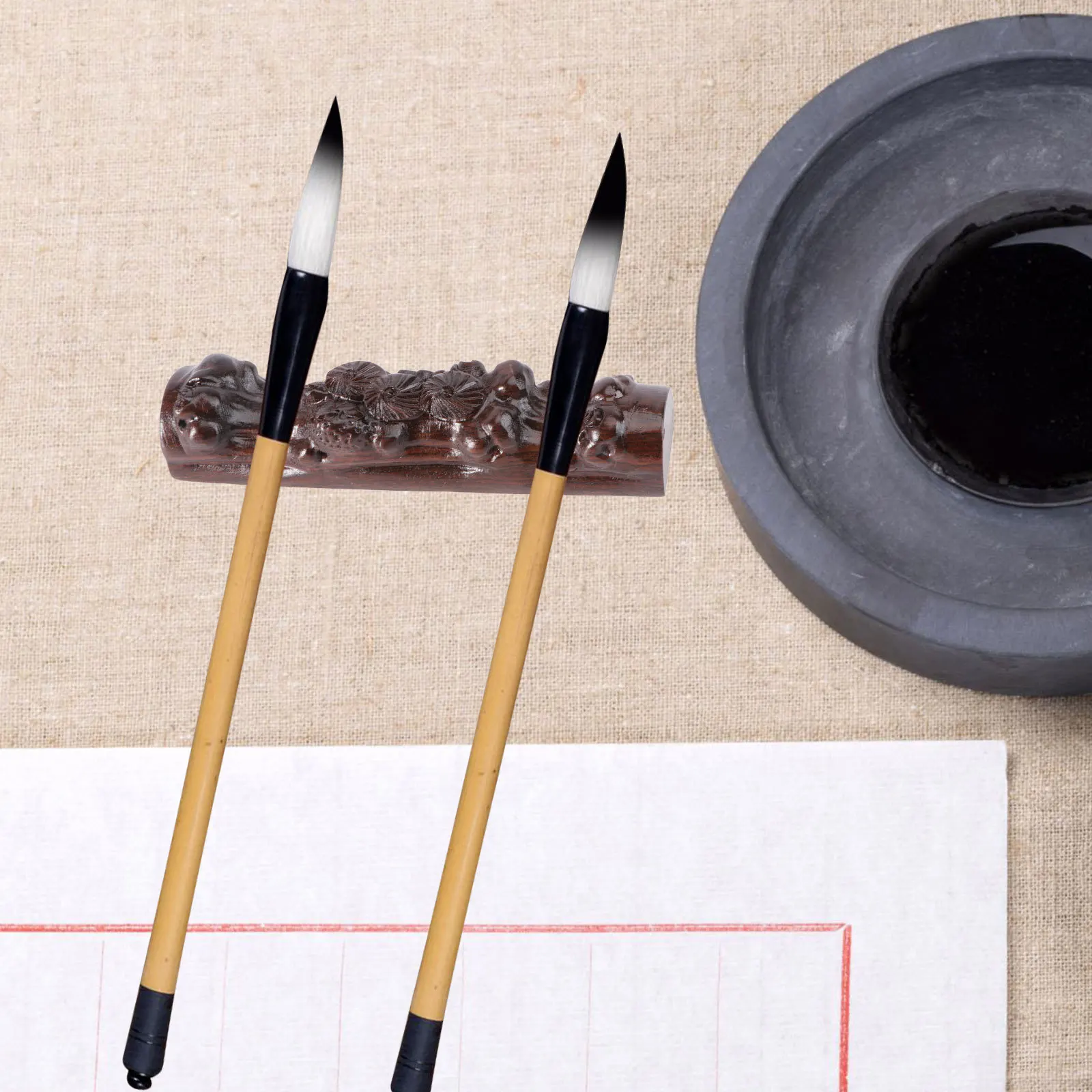 1 stks Ebbenhout Chinese Borstel Penhouder Houten Kalligrafie Pen Rack Inkt Stand Desktop Organizer Gift Hout Chinese Borstel Rack