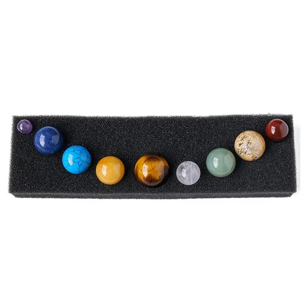 Natural Crystal 9 Planets Ball Solar Sun System Rock Quartz Stones Beads Energy Sphere Galaxy Model Globe Montessori Kids Toys