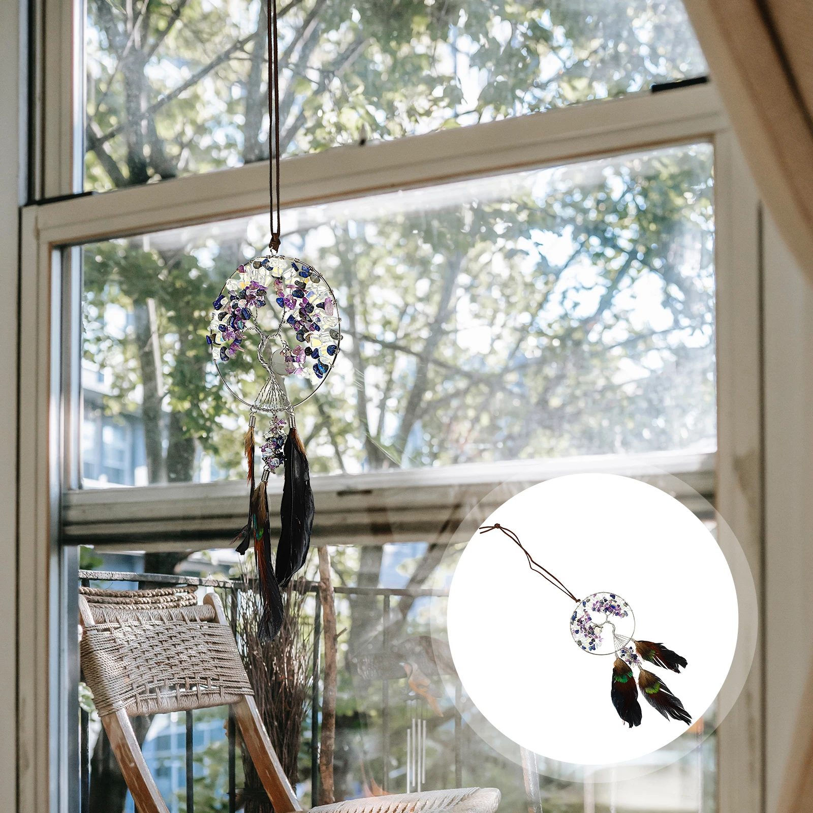 Dream Catcher Love Crystal Pendant Life Tree Hanging Decor Bedroom Decoration of for Women's