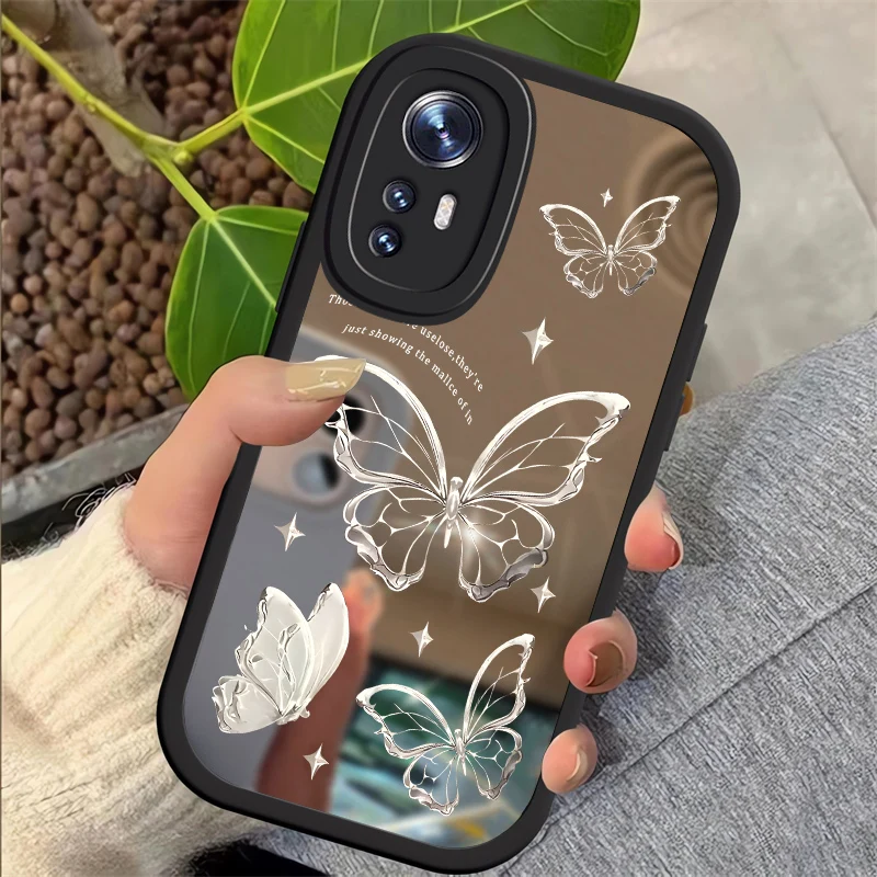 Butterfly Case For Xiaomi Mi 12 Lite 12X 12S Pro Mirror Makeup Soft Cover For Xiaomi Mi 11T Pro 11 Lite 5G NE 10T 10 9 8 Lite