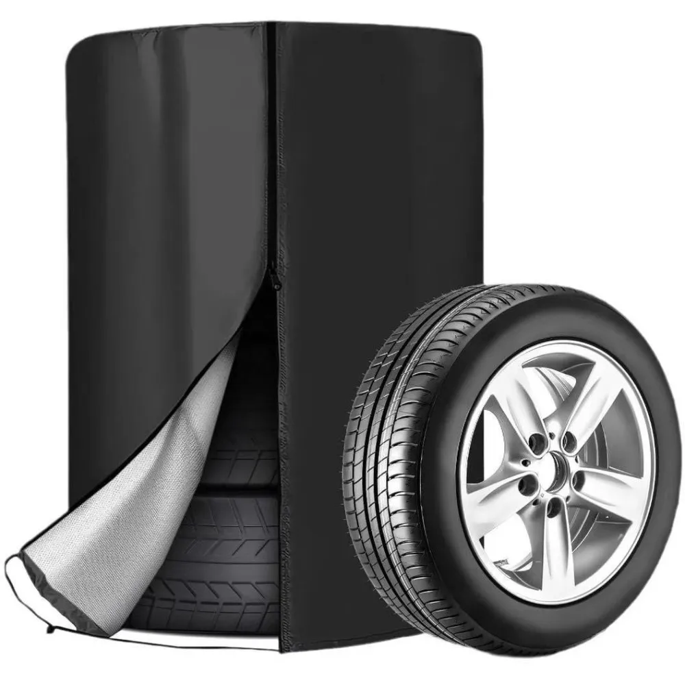 4 Tire Covers Waterproof Oxford Fabric Protective Shield Sunproof Storage Bag With Anti Dust Function For Car Spare Wheels