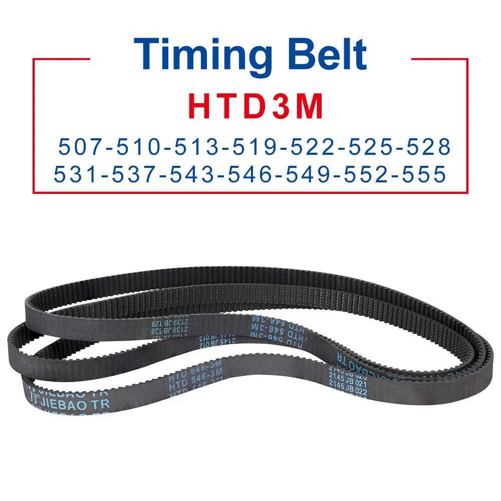 Synchronous Belt HTD3M-507/510/513/519/522/525/528/531/537/543/546/549/552/555 Teeth Pitch 3mm Rubber Belt Width 6/10/15/20 mm