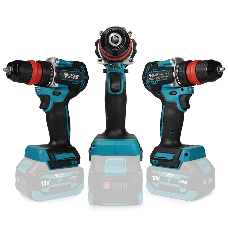 3/8 Inch Cordless Drill 2000rpm Brushless Percussion Drill 1/4 Inch Square Driver Electric Screwdriver For Makita 18v Battery