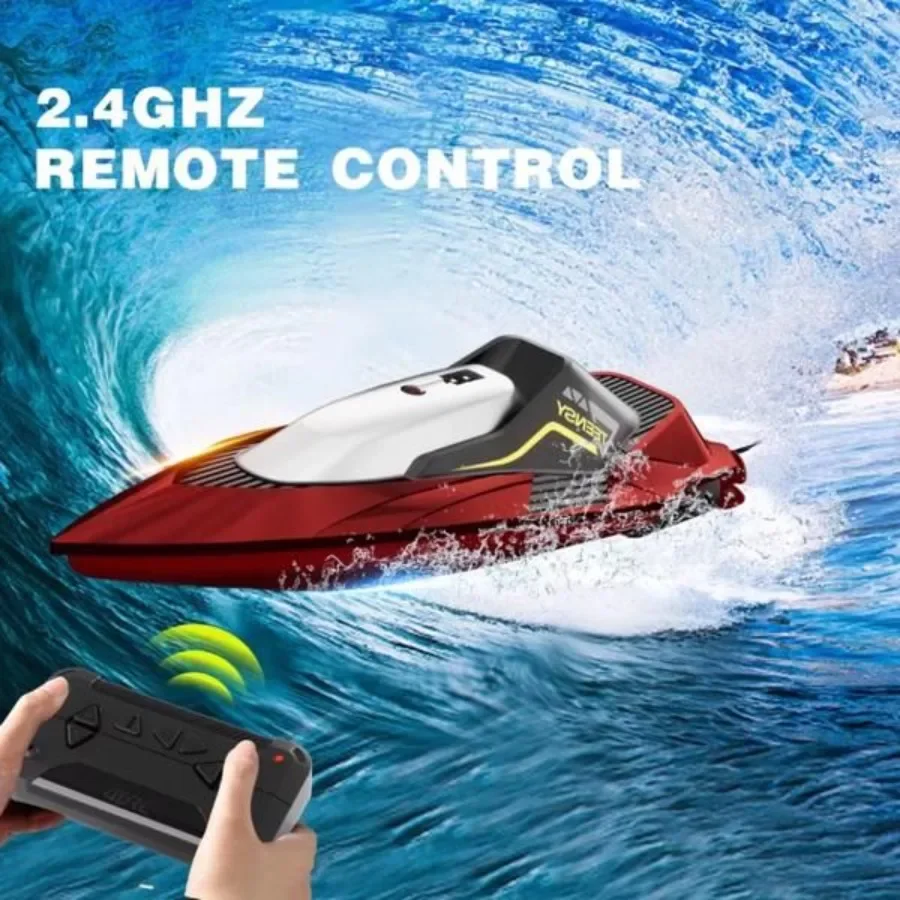Barco 4DRC S5 RC para piscinas y lagos 2,4 GHz 20+ MPH barcos de carreras batería recargable alarma de batería baja regalos para niños niñas Lo