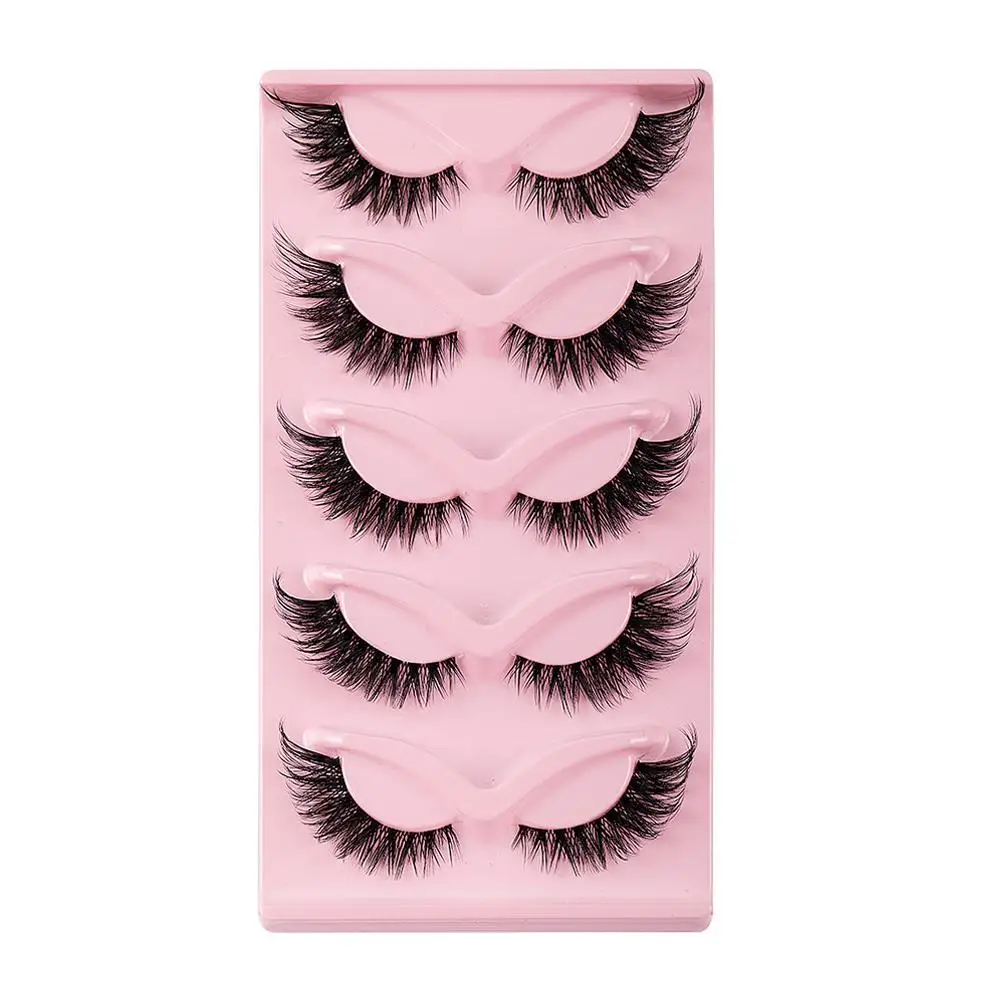 5 Pairs Cat Eye Lashes Faux Mink Eyelashes Natural long Lashes End Lashes Manga Eyelashes Eye hot Elongated Makeup Winged F Z6D0