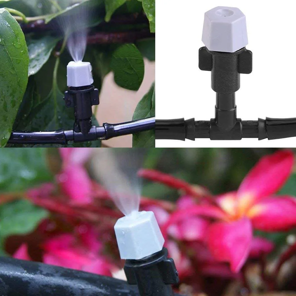 AEE6-DIY Garden Patio Misting Mini Flow Drip Irrigation Misting Cooling System With Mist Nozzle Sprinkler For Plant Flower
