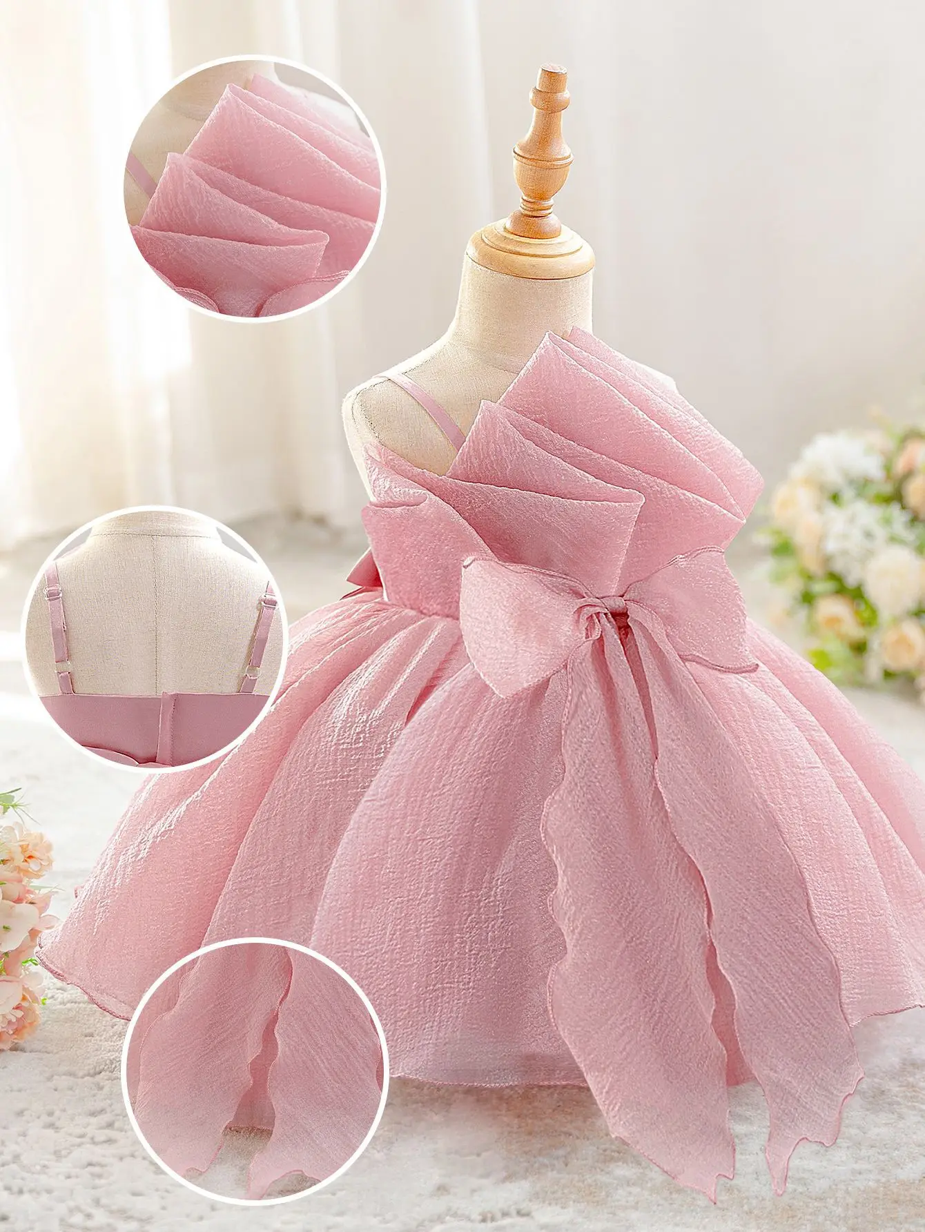 0-3Y Baby Girls Dress Elegant Baptism Party Princess Evening Dresses Wedding Bridesmaids Prom Gown Toddler Tulle 1st Birthday