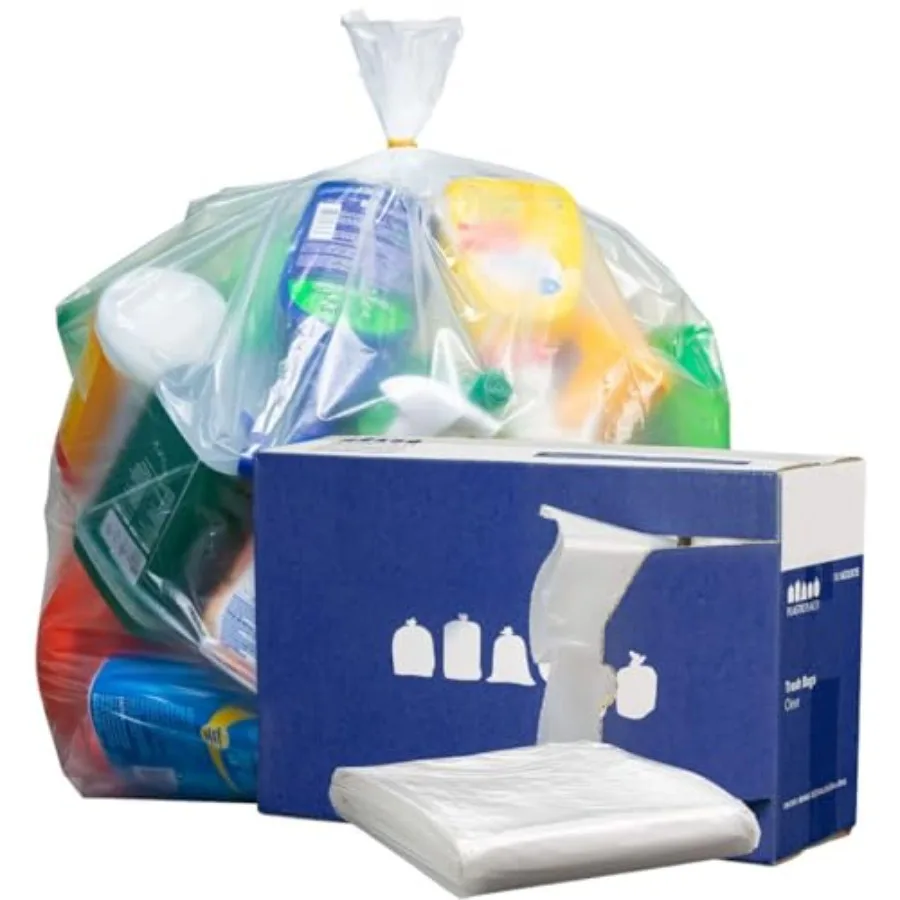 

33 Gallon Trash Bags │ 2.0 Mil │ Clear Heavy Duty Garbage Can Liners │ 33" x 39" 100 Case