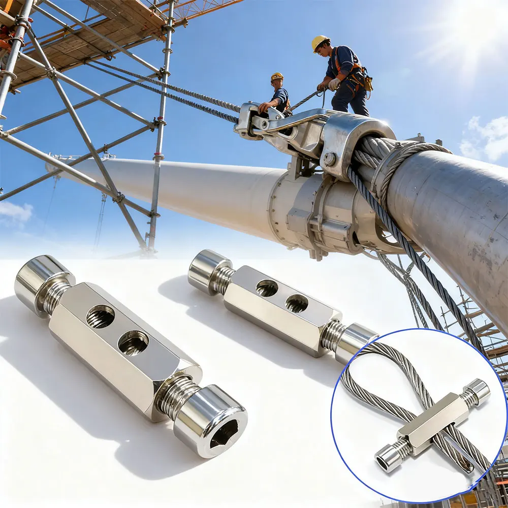 3/4/5/6mm Verstellbare Aufhängungsklemme aus Stahlseil, Hochleistungs-Kabelklemme mit Schraubenschlüssel zur Kabelverriegelung, Metallbefestigungen – Detail 8