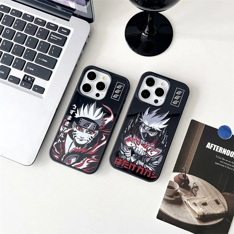 Cool Cartoon Narutos K-Kakashi Phone Case for iPhone 12 13 14 15 Pro Max 13pro 14pro 15pro ninja Anime Mirror face Cover