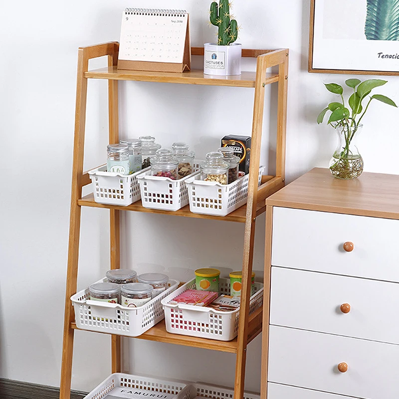 Household Plastic Hollow Desktop Storage Basket Snack Storage Basket Rectangular Sundries Storage Box Bathroom Organizer Basket