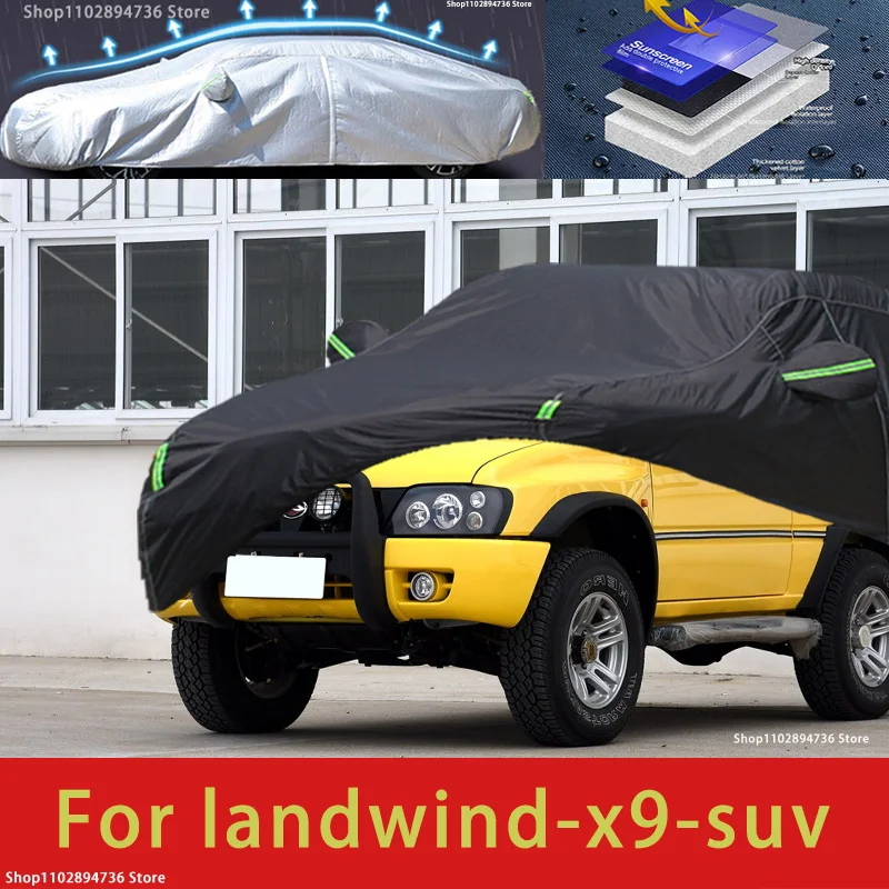 

For Landwind X9 fIt Outdoor Protection Full Car Covers Snow Cover Sunshade Waterproof Dustproof Exterior black car cover