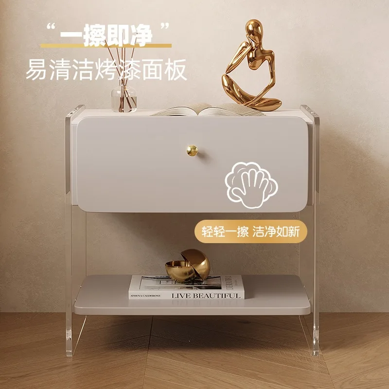Acrylic master bedroom light luxury cream wind bedside table modern simple drawer