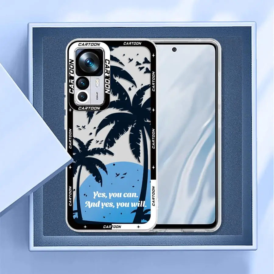 샤오미 레드미 노트 11S 8 10S 10Pro 10Lite 12S 11 14 13 12 Pro Plus 9 투명 케이스 심플 코코넛 나무 디자인