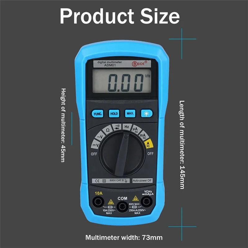 

B52C BSIDE ADM01 Digital Multimeter Multifunction AC/DC Voltage Current Temperature Resistance Capacitance Pocket Tester