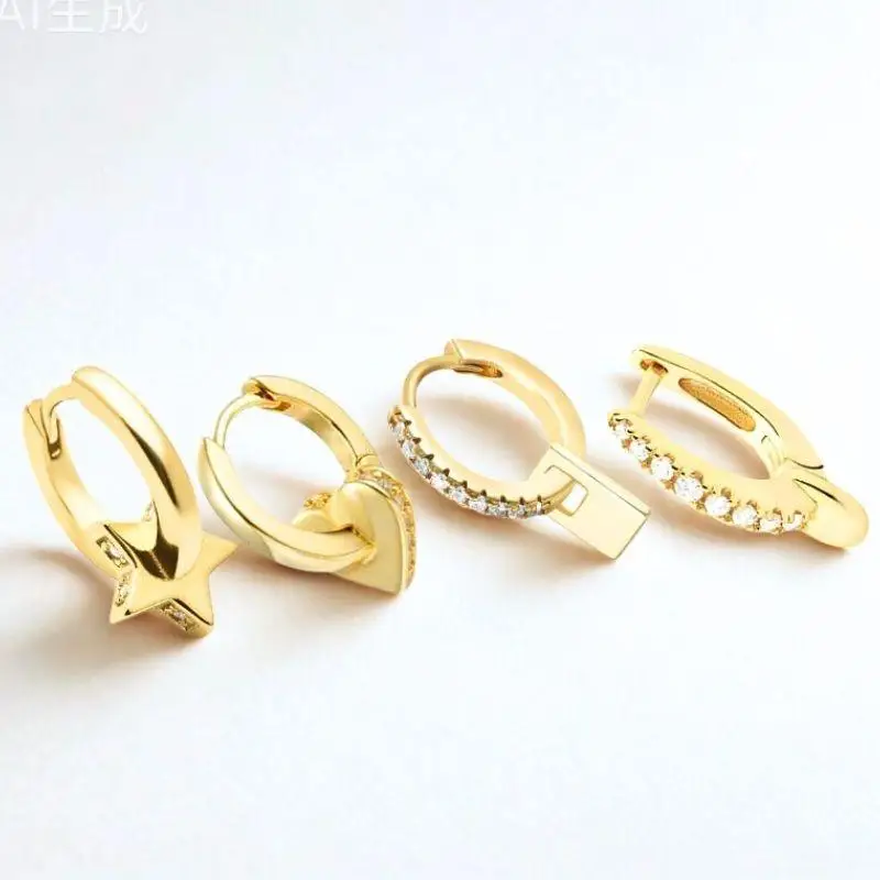 925 Silver Needle Geometric Pendant Hoop Earrings For Women Micro-encrusted Diamond Luxurious Earrings Fashion Party Jewelry