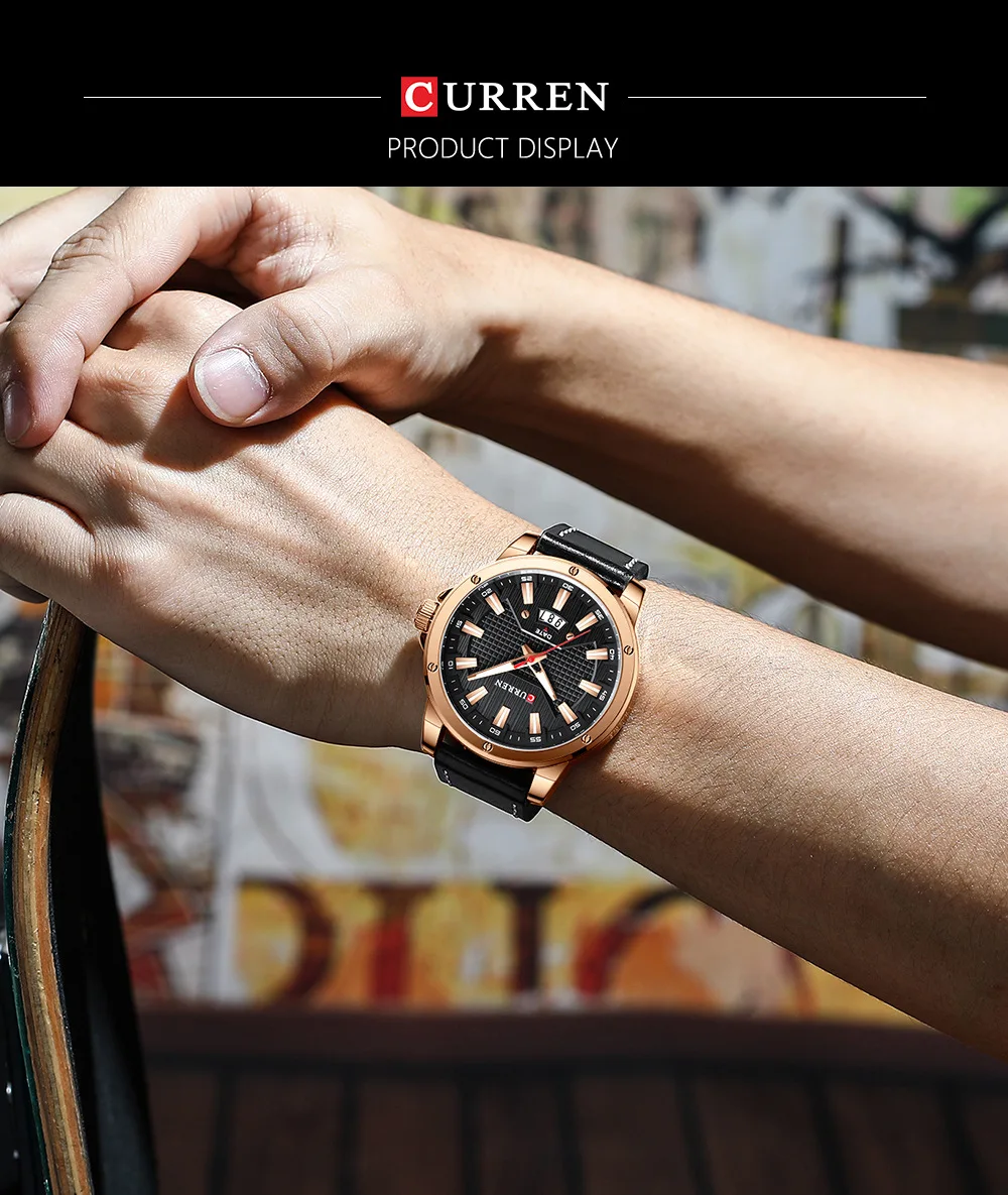 Curren 8376 Belt Quartz Men's Watch Waterproof Luminous Calendar Luxury Fashion Business Watches for Men Relogios Masculino