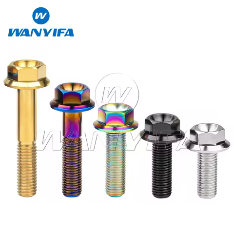 Wanyifa Titanium Bolt M10 x 20 25 30 35 40 45 50 55 60 65 70 75 80 90 100mm Pitch 1.25 Hex Head Flange Bolt Fastener Screws