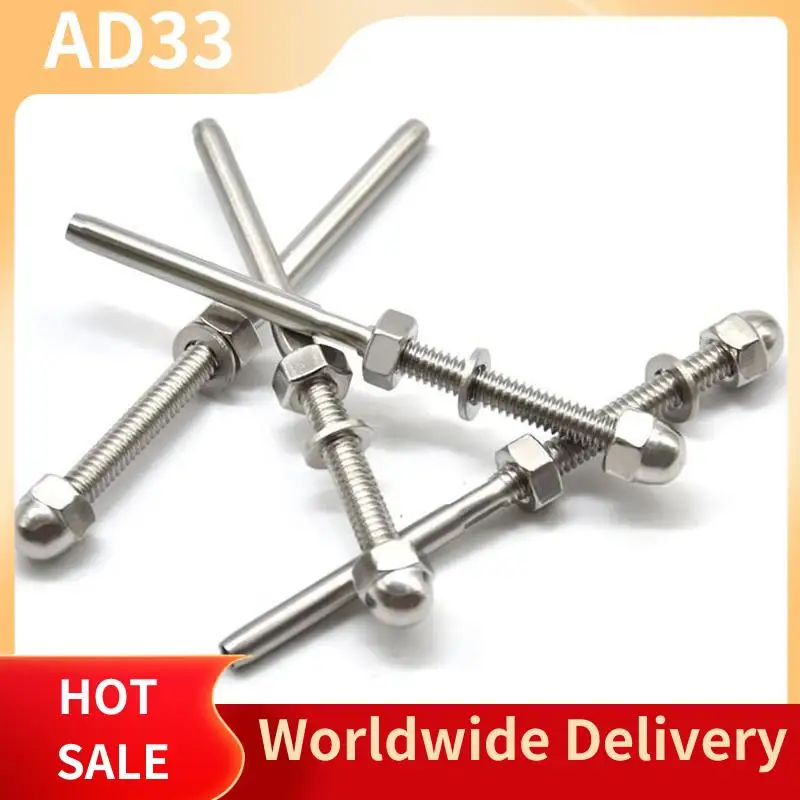 Lightweight 20 Pairs 1/8 Inch Cable Railing Kits 30 Degree Beveled Washer Threaded Stud Tension End Fitting Terminal For Decking