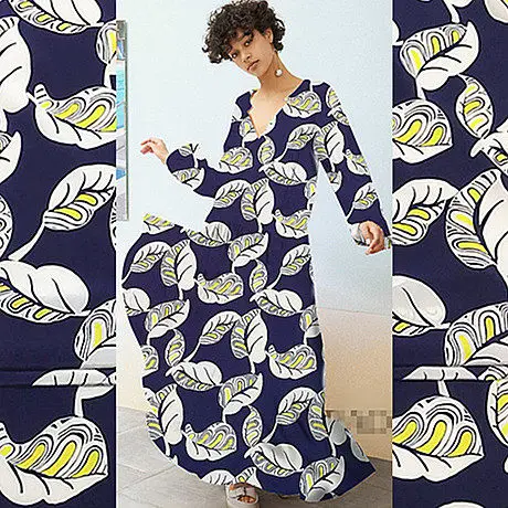 Natural 100% Silk Crepe De Chine Dress Sewing Fabric Botanical Print Fabric Breathable Textile for Summer Apparel