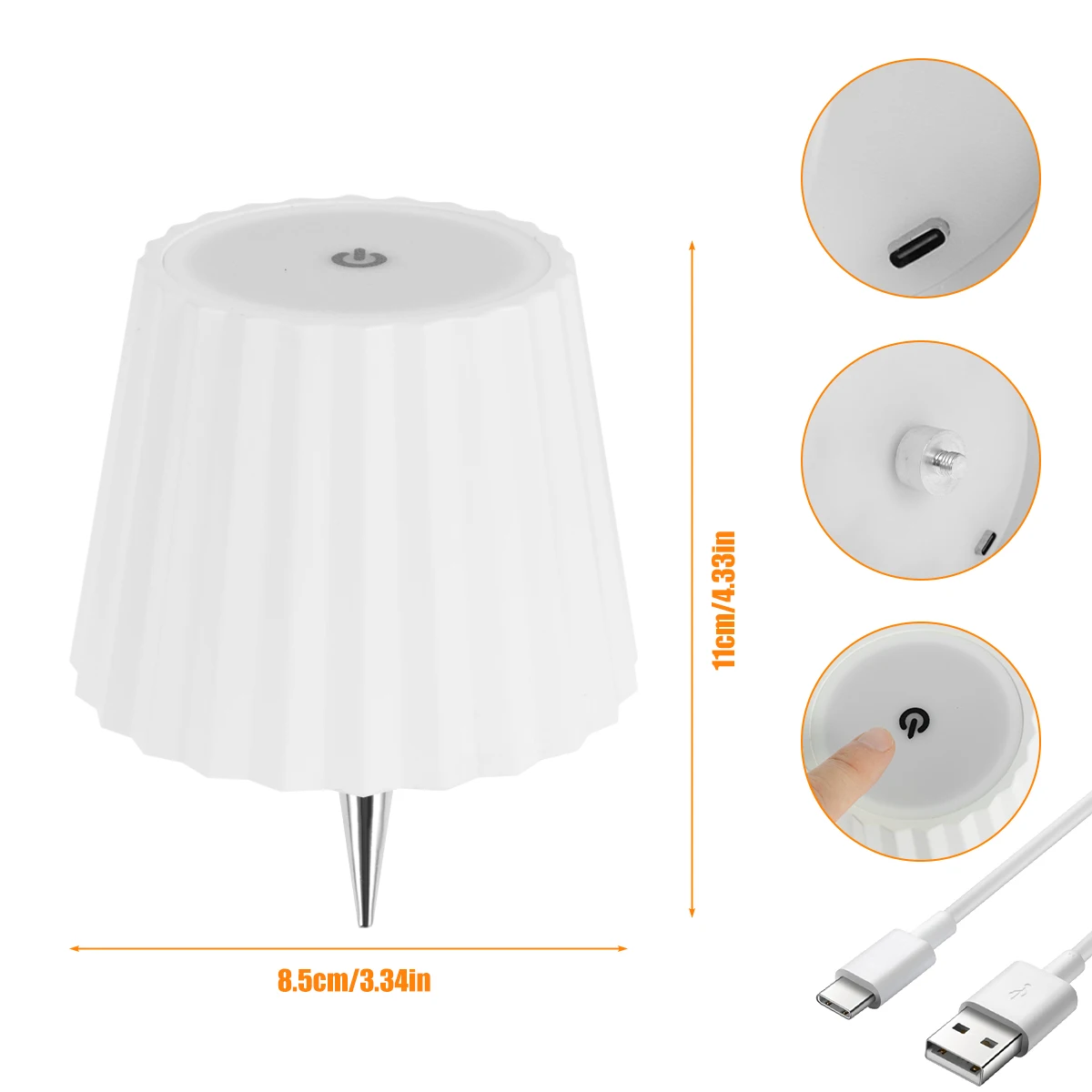 Lâmpada LED Dimmable Garrafa De Vinho, Luz De Mesa, Controle De Toque, USB Recarregável, Luz De Mesa, 3 Cores, 1800mAh