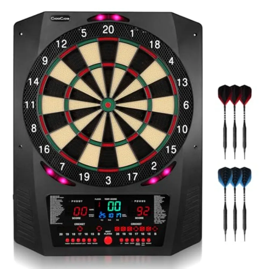 

Electronic Dartboard, Electric Soft Tip Dart Boards for Adults with Heckler and Lights Effects, Digital Dart Boards with 6 Dart