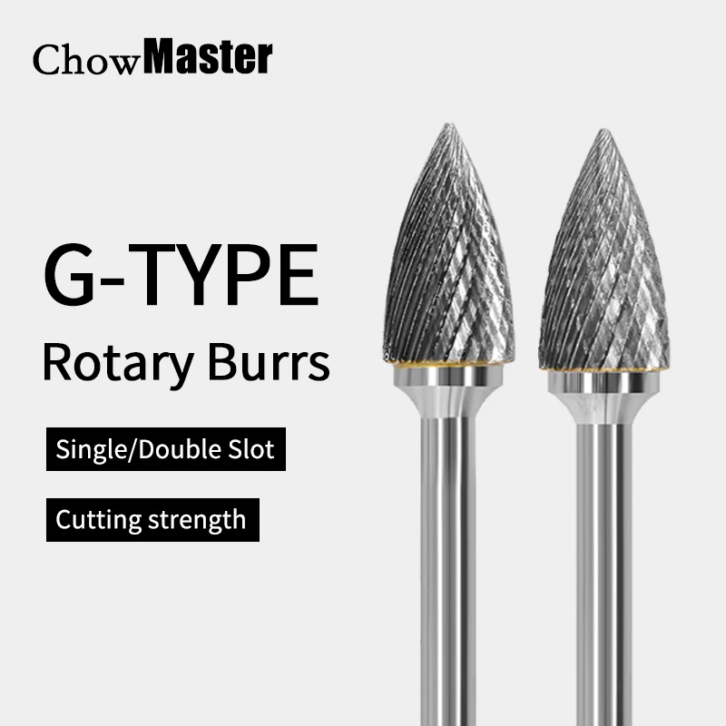 Chowmaster G GX Type Caribde Rotary File Single Doble Grooving Cutter 6mm Shank G0618M06 G0817M06 Tungsten Steel Rotary Burr