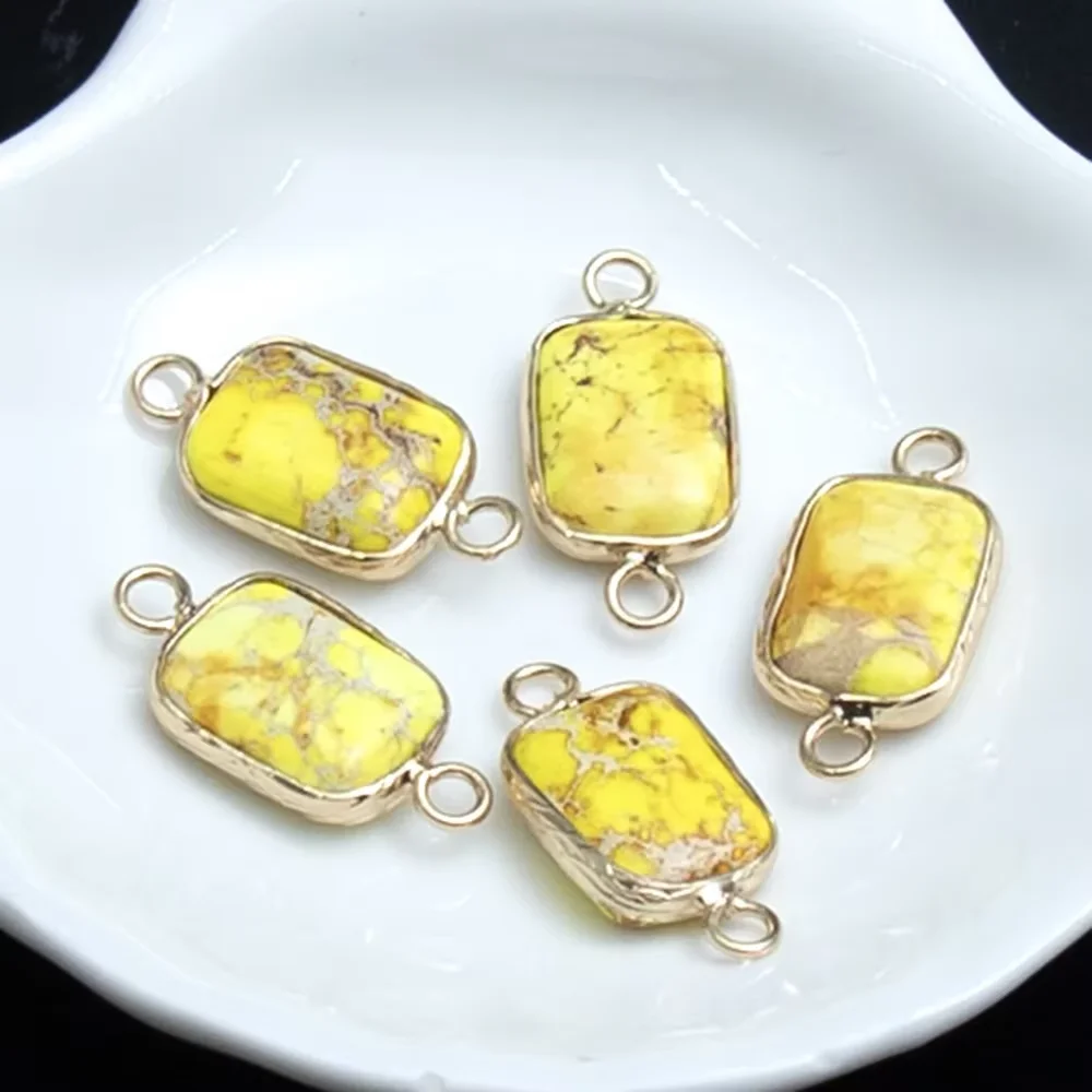 

Naural Semi-precious Stone Connector Imperial Stone Handmade Rectangular 12x19mm DIY for Making Necklace Bracelet