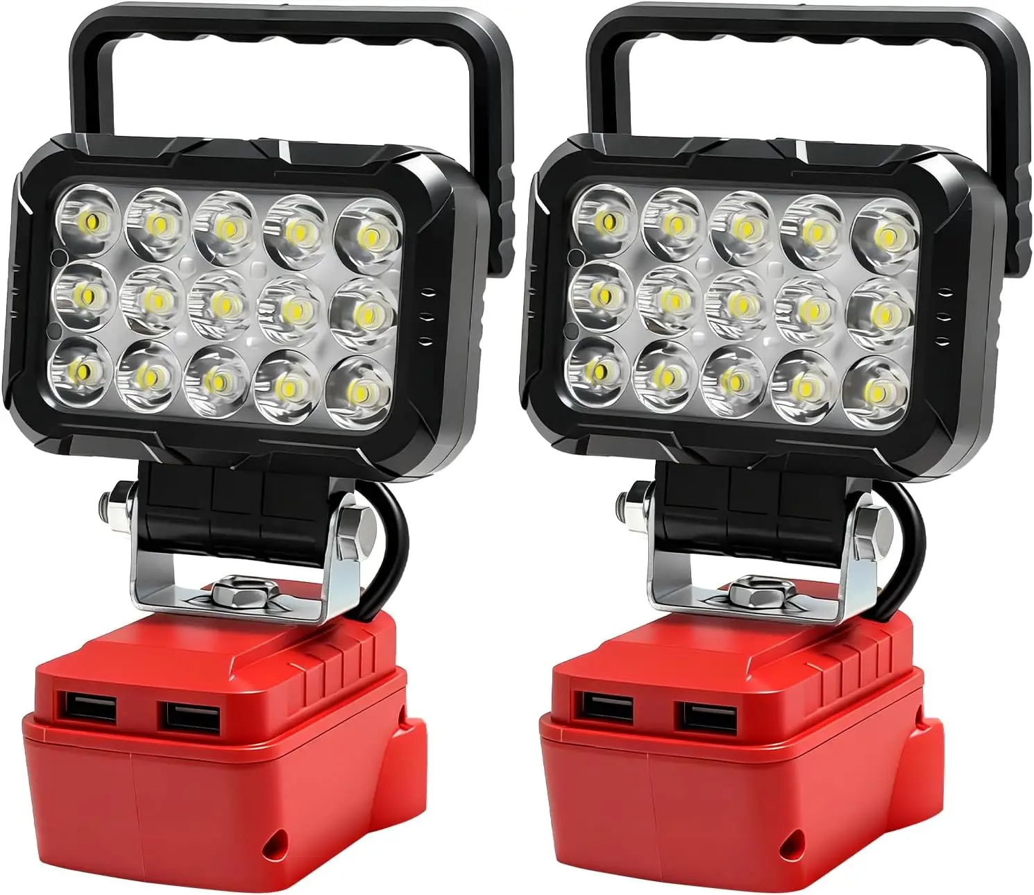 

Комплект из 2 светодиодных рабочих фонарей с USB-портом, беспроводной прожектор для улицы, экстренных ситуаций, ремонта автомобилей и строительных площадок