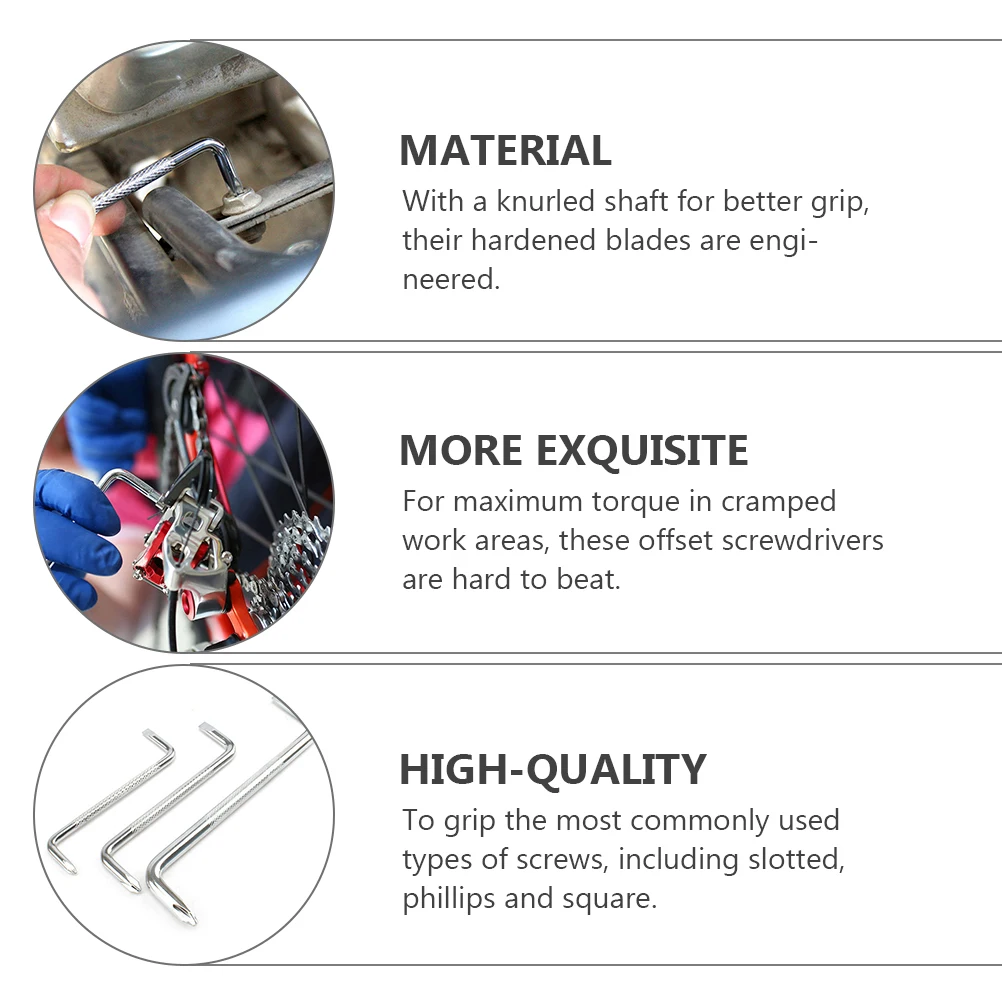 

3pcs Z Shaped Offset Screwdriver Set 90 Degree Angled Tips For Tight Spaces Double Head Manual Screwdrivers Household Repair
