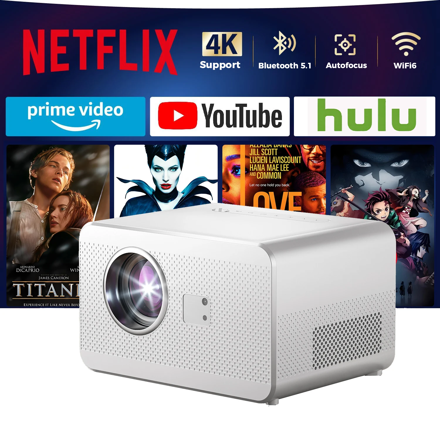 Fabriekslevering C8Pro Android 9.0 4K slimme projector 580ANSI 1920 * 1080P Full HD Wifi6 BT5.1 MT9269 Home Cinema Theater
