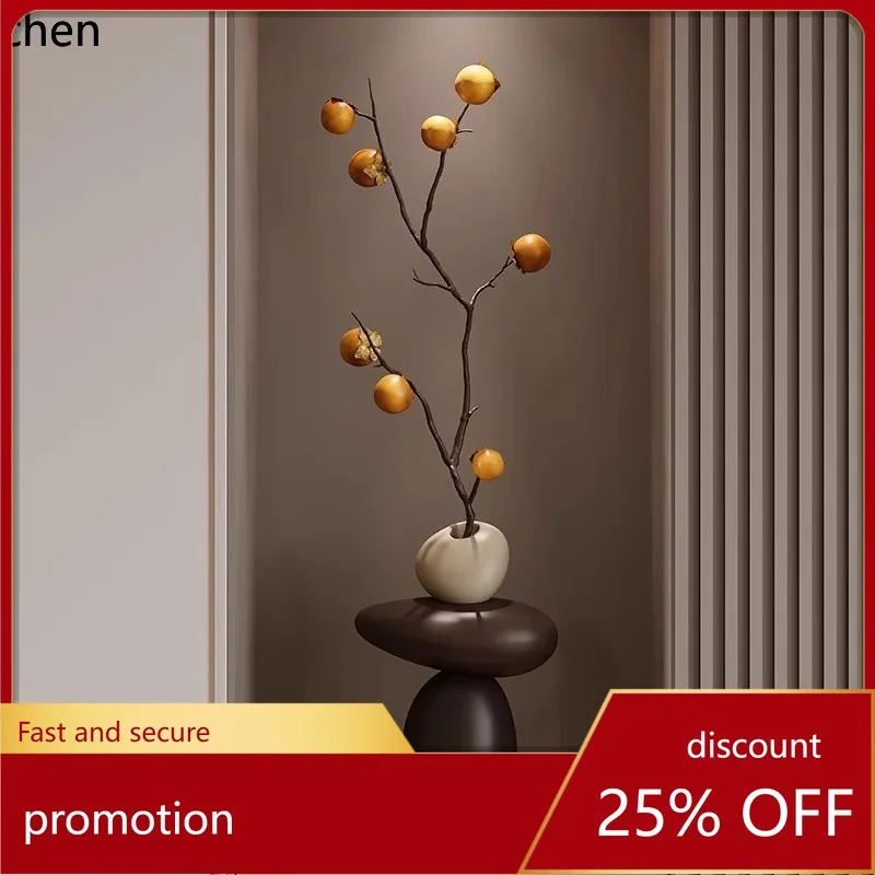 CZ Persimmon Ornament Living Room TV Cabinet, Auspicious Stone for Good Fortune, Vase, Niche, Green Plant Decoration