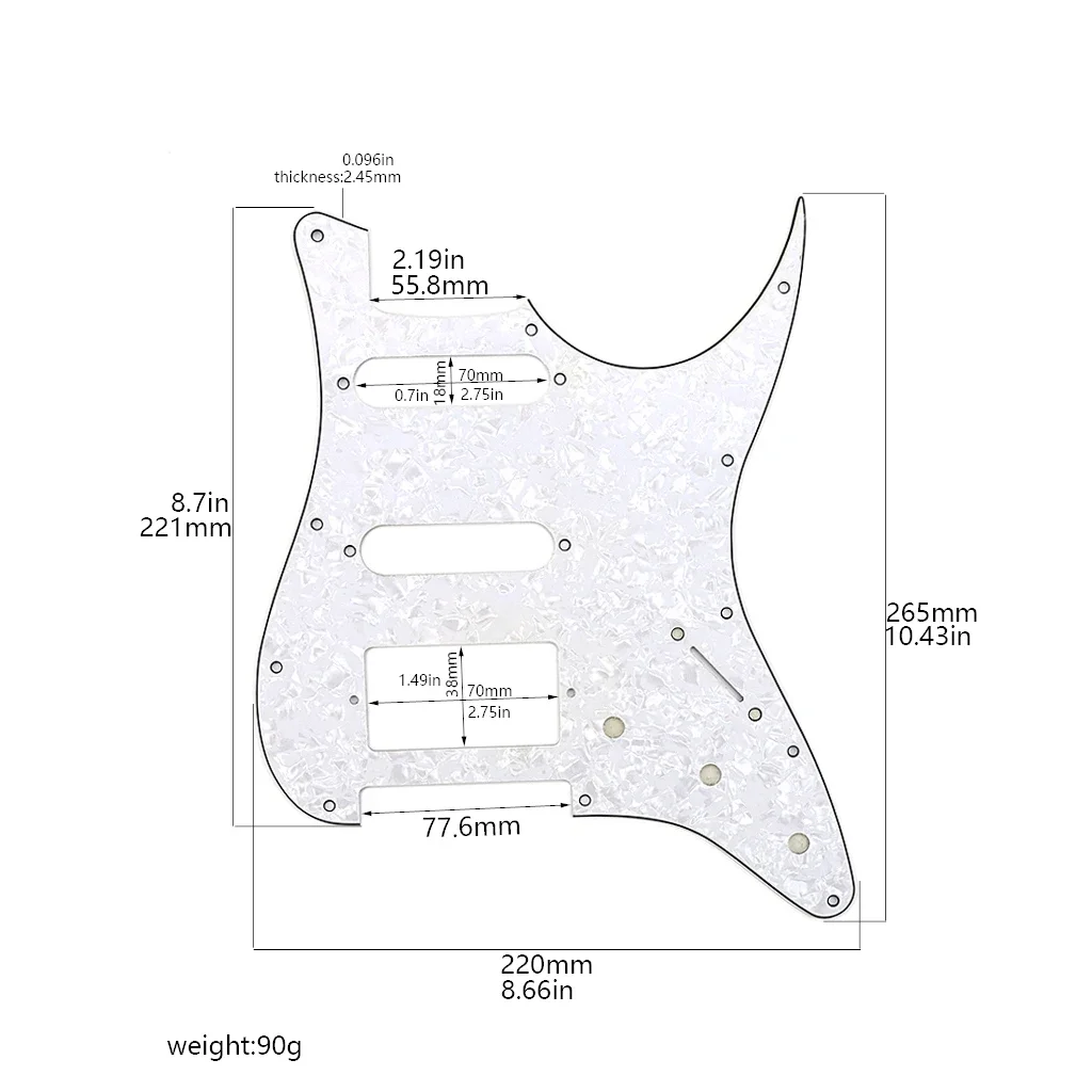 

Electric Guitars SSH Pickguard in White Pearl, Stylish and Durable Scratch Plate Guitar Parts & Accessories
