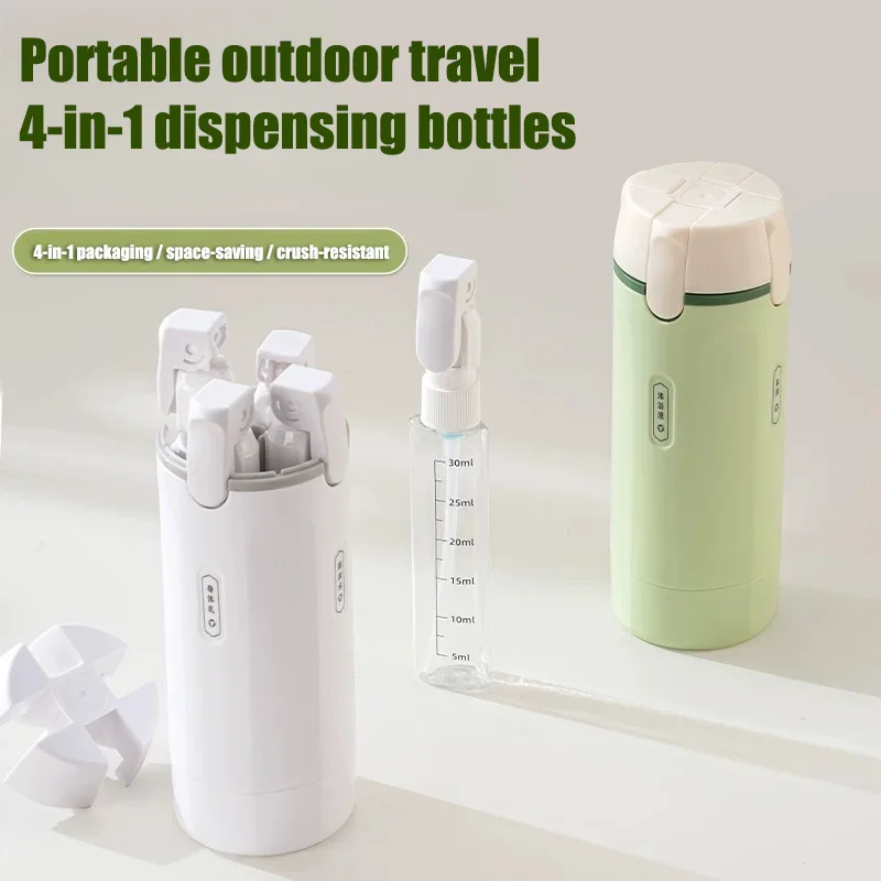 4 in 1 Travel Dispenser, 4 Pack 30ML Travel Bottles for Toiletries, Leak Proof Travel Size Containers, Portable Containers