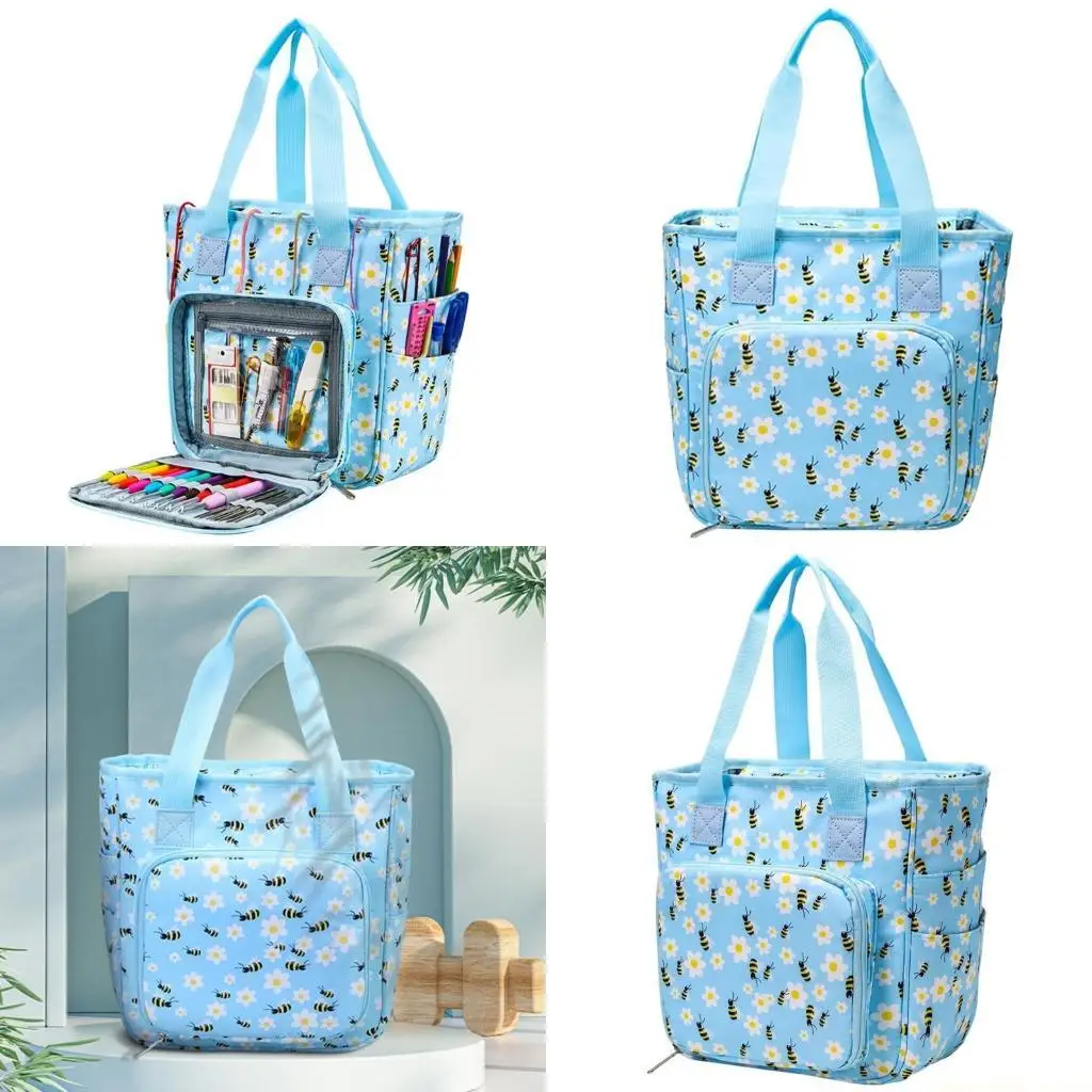 

QX2E Knitting Organiser Bag Lightweight Crochet Bag Yarn Storage Bag