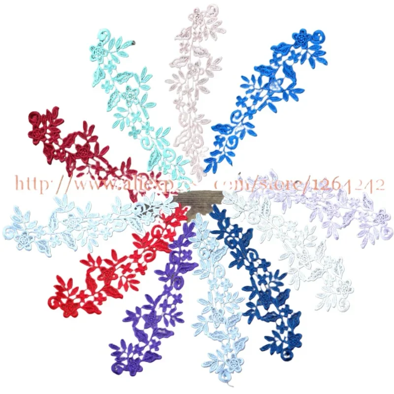 20Pcs Factory price!! 10Pairs/ 18Colors New Arrival Lace Flower Applique Sewing Trims Wedding Decoration 25X8.5CM BD0258
