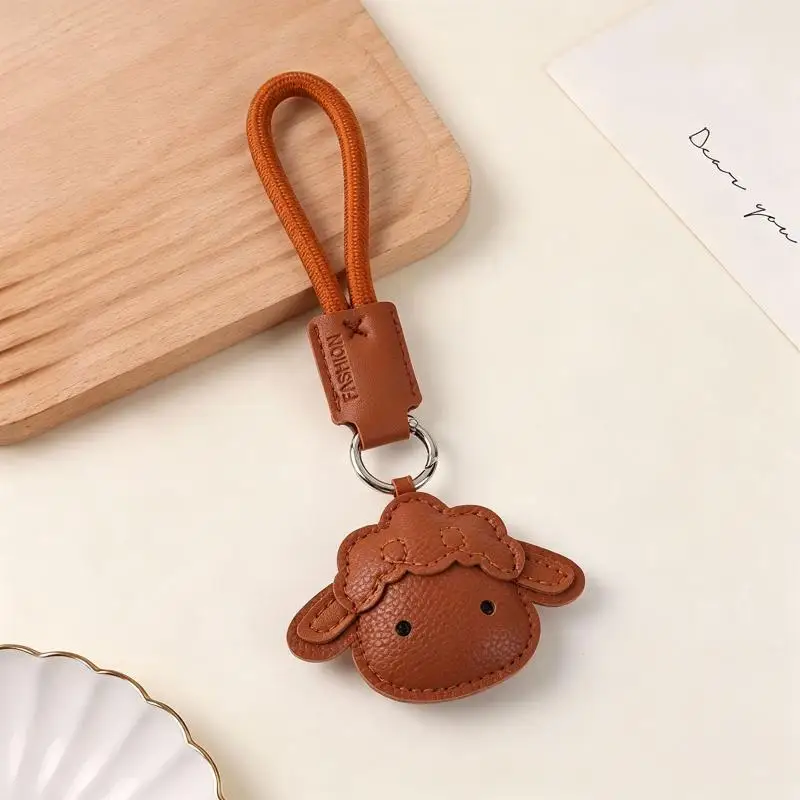 Schaf-förmiger Schlüsselanhänger aus PU-Leder, robustes, verschleißfestes Handgelenksband für Autoschlüssel, Handtaschenanhänger, Geschenk für Frauen – Detail 5