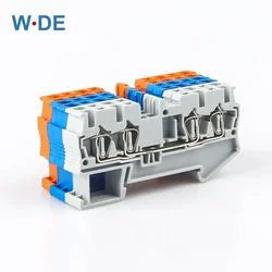 Din Rail Terminal Block 10Pcs ST-2.5-QUATTRO Wire Connectors Return Pull Type 4 Conductors Spring Wiring Terminal Blocks