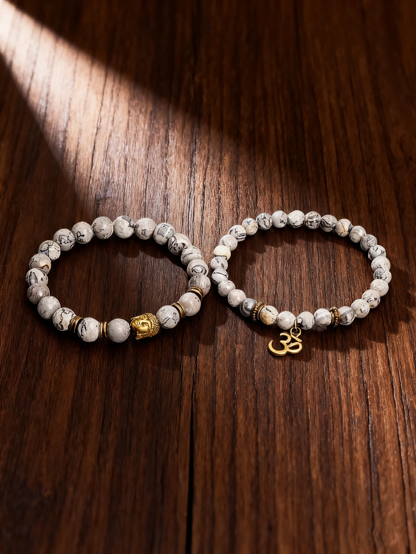 

Vintage Buddha Head 3D Pendant Bracelet Natural Map Stone Beads for Healing Energy Reiki Charm Spiritual Protection Jewelry Gift