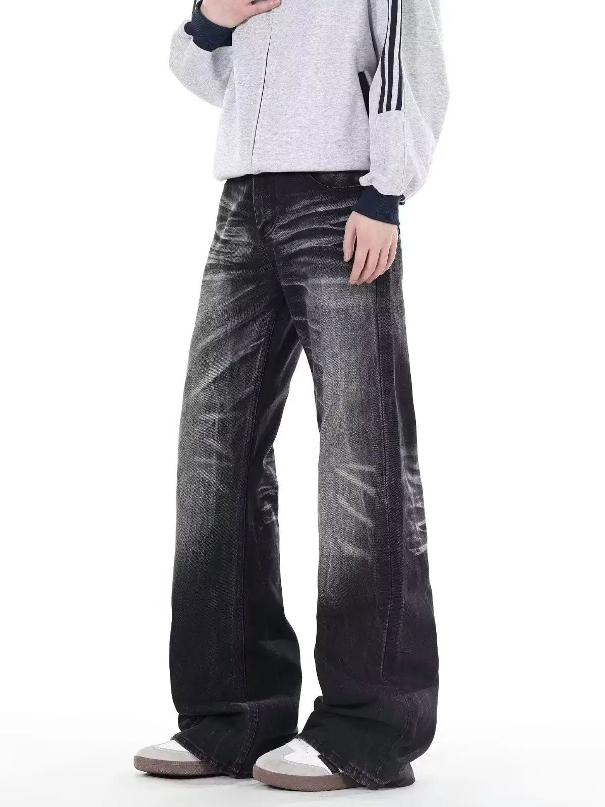 

Washed Vintage Texture Men's Loose Fit Jeans High Street Style Cleanfit Versatile Long Trousers Casual Spring Collection