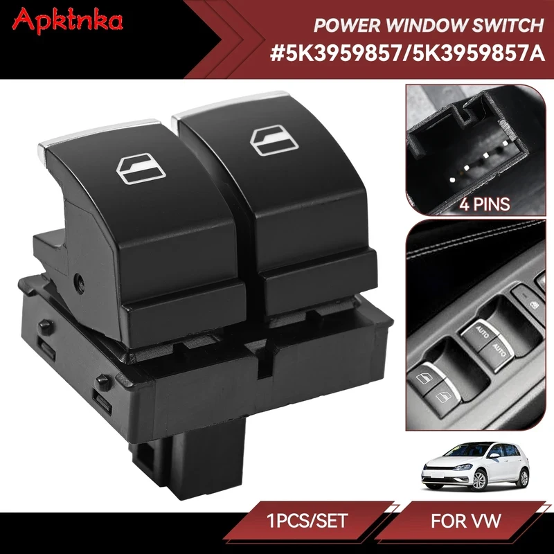 5K3 959 857 A Electric Chrome Drivers Side Window Control Switch Button For VW Eos Golf GTI Passat Touran Caddy Tiguan 5K3959857