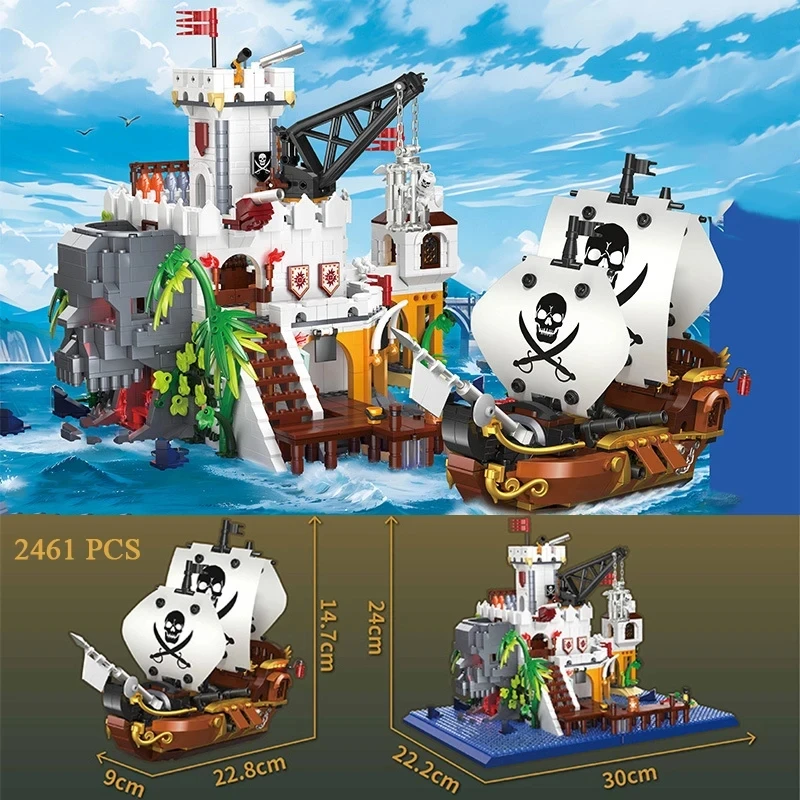 

Creative Pirate Bay Adventure Pirate Ship Model MOC Mini Building Blocks Puzzle Assembly Brick Decoration Toy For Children Gifts