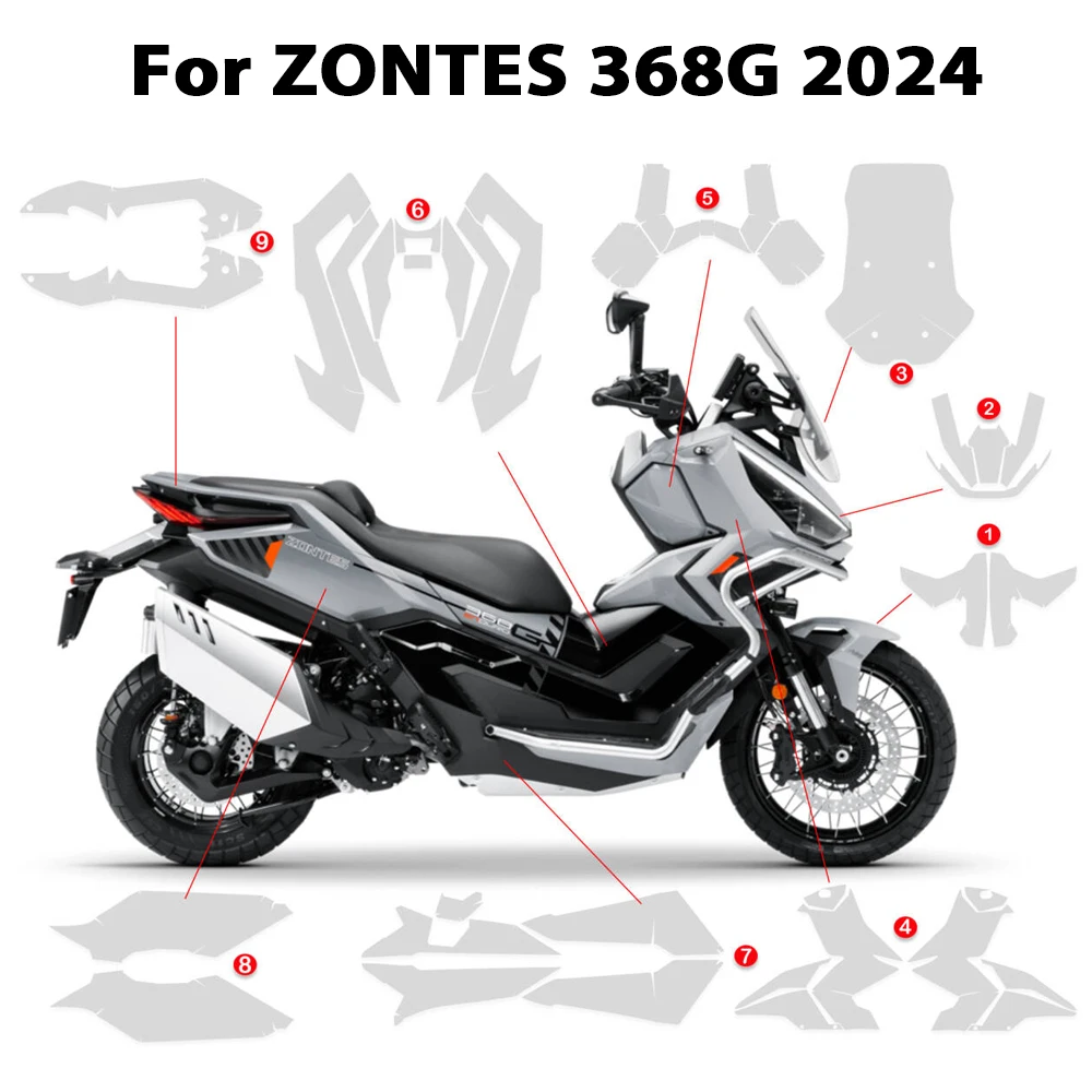 

For ZONTES 368G TPU Paint Protection Film Motorcycle Cover Anti-Scratch High Gloss Fits ZT 368 G 2024 PPF Full Body Kit