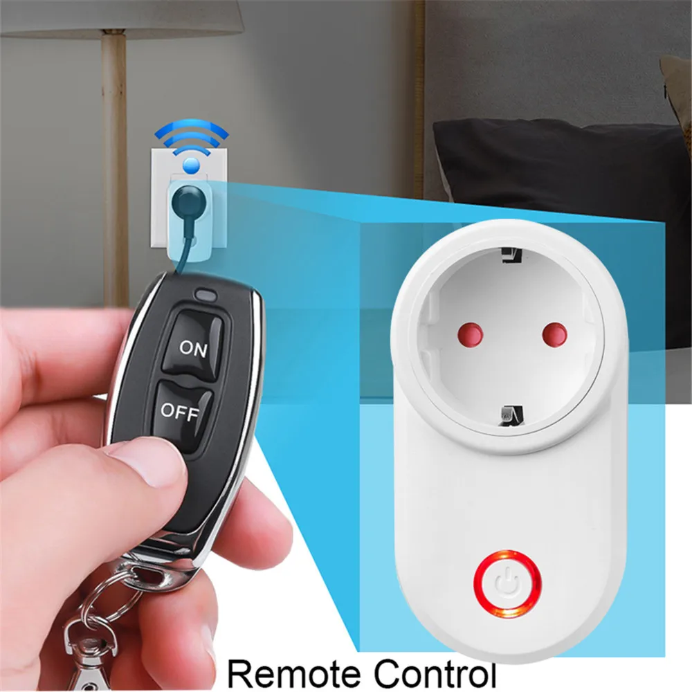 433Mhz Wireless Remote Control Socket Smart EU FR Plug Remote Power Outlet 15A 220V for Home Appliance Light Fan