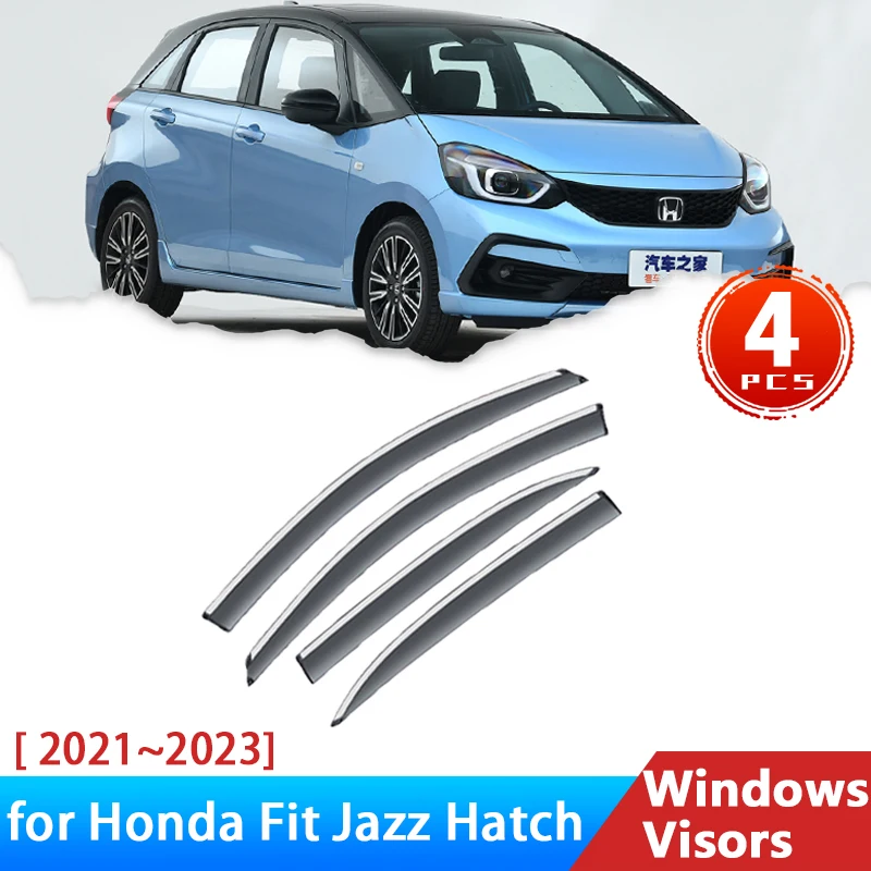 

4x Deflectors for Honda Fit Hatchback 2022 Jazz Hatch 2021 2023 Accessories Car Side Window Visors Rain Eyebrow Guards Sun Visor