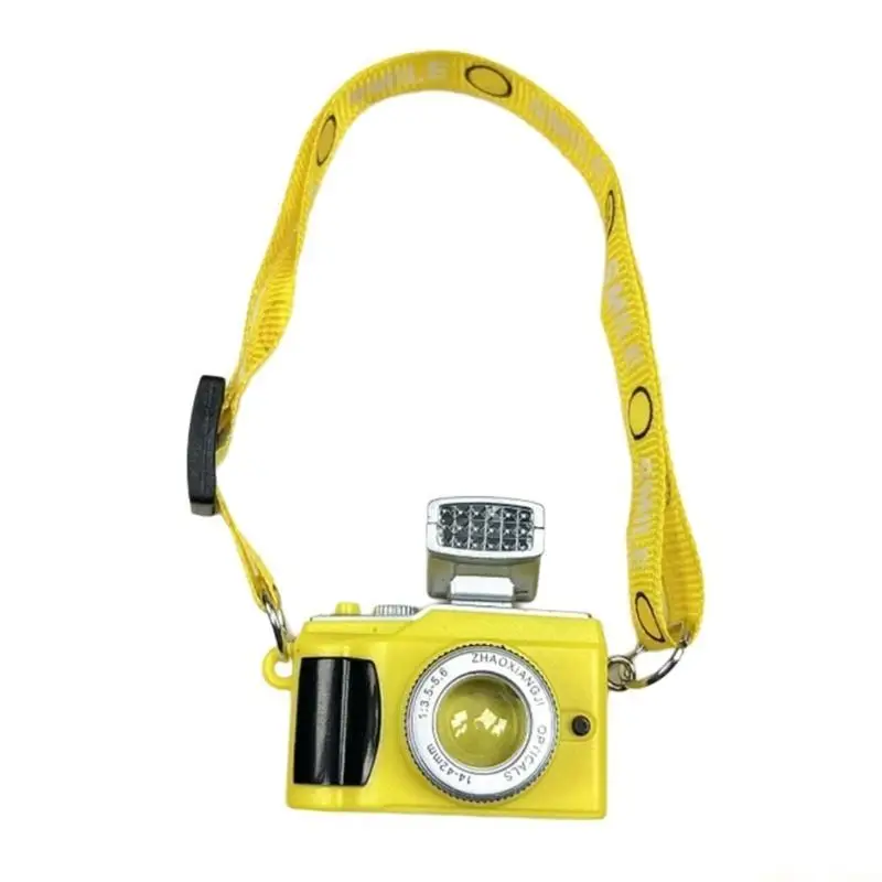 31BF Multifunctional Mini Camera Keychain Smiling Flashlight Resin Decoration Portable Compact Decors For Office Travel