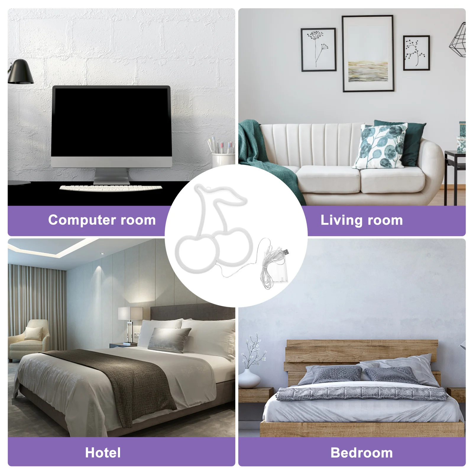 

Cherry Neon Sign LED Light Compact Bedroom Wall Decor Party Festival Decoration Girls Lamp Cherry Light Neon Signs