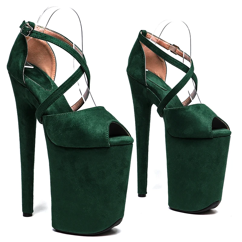 

Leecabe 23CM/9inches Suede upper fashion trend exotic Platform Sexy High Heels Sandals Pole Dance shoes